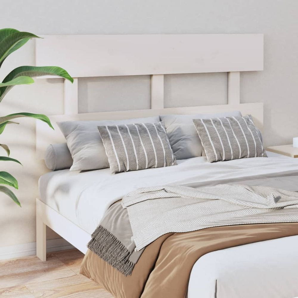 Vidaxl Čelo postele, biele, 144x3x81 cm, masívne borovicové drevo